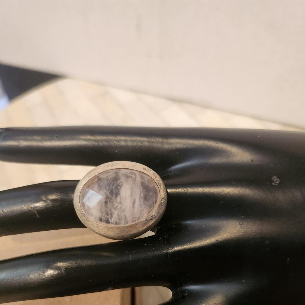 950 sterling silver chunky rose quartz ring